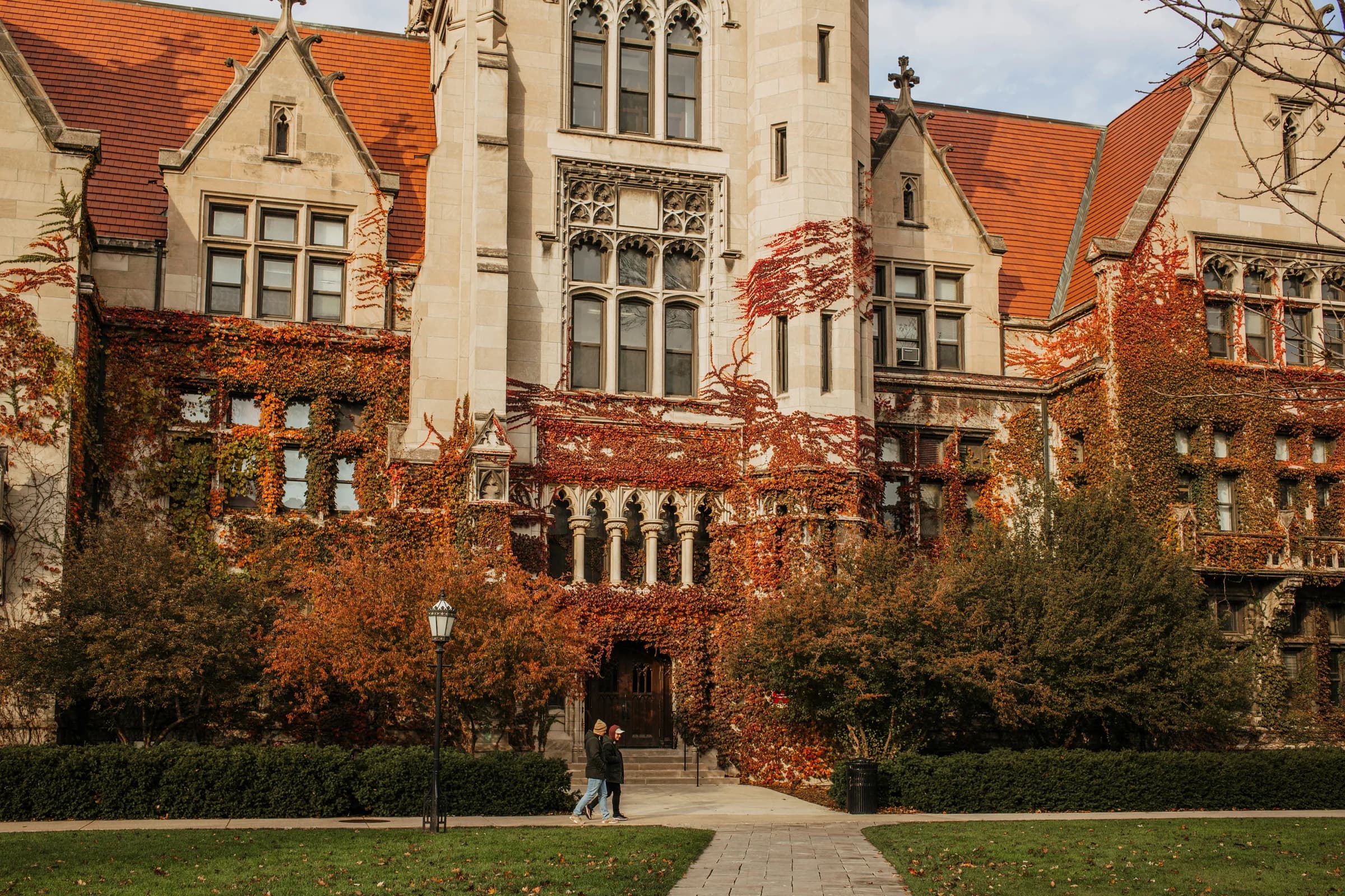 A campus quad on a bright afternoon.